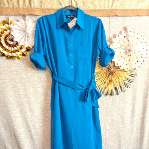 NWT Blue Light Summer Dress with Pockets - Picture 1 of 8